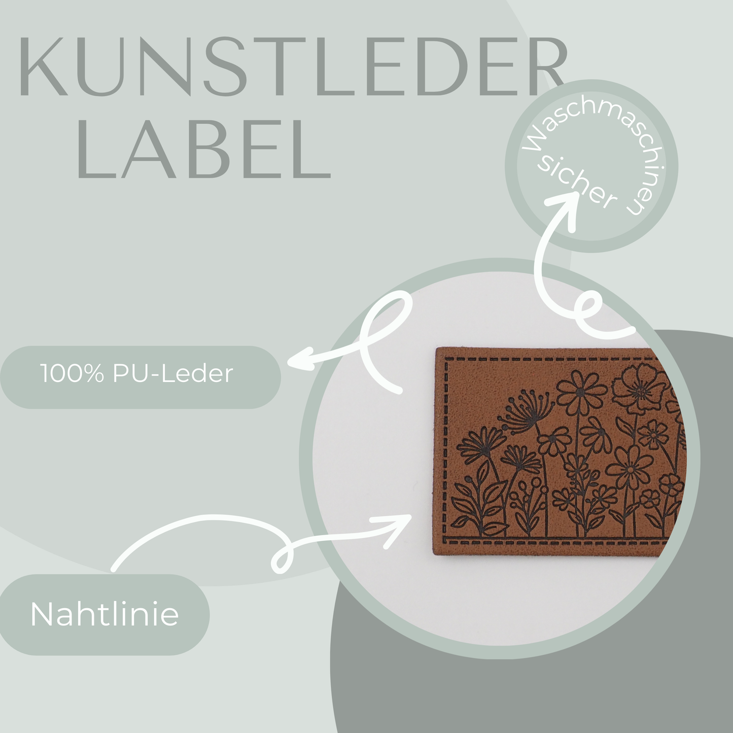 Blumen Kunstlederlabel Kunstleder Label Eigenproduktion