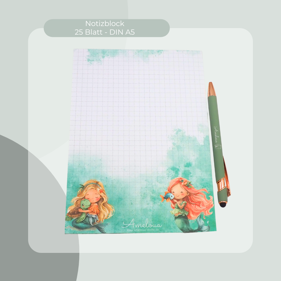 Notizblock DINA5 - Meerjungfrau in grün