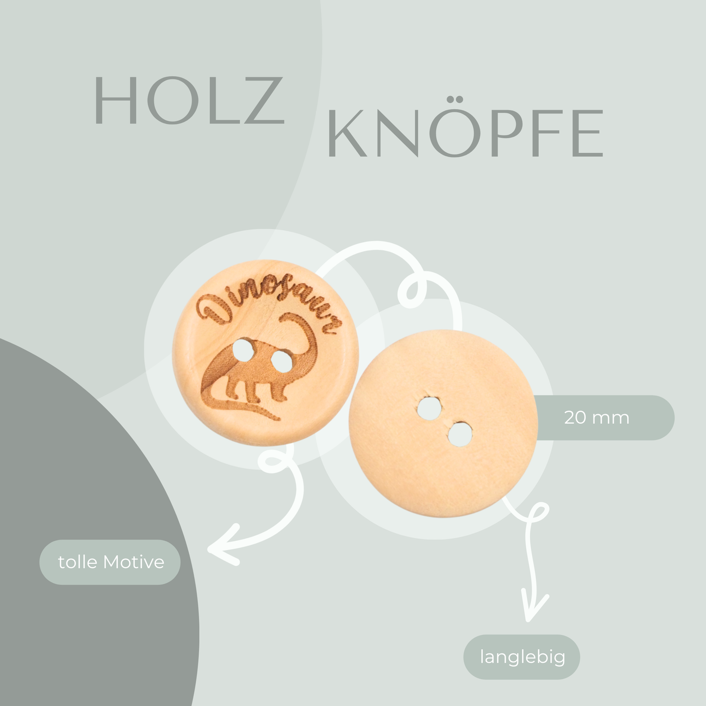 Holzknopf Dinosaurier 20mm