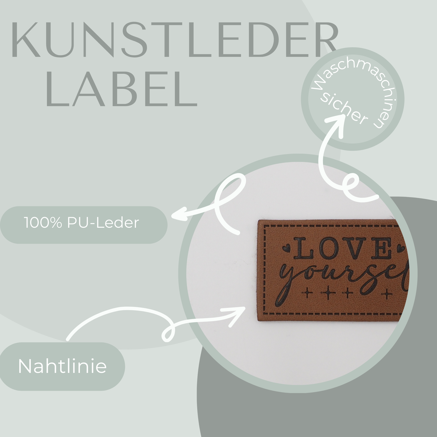 Love yourself Kunstlederlabel Kunstleder Label Eigenproduktion