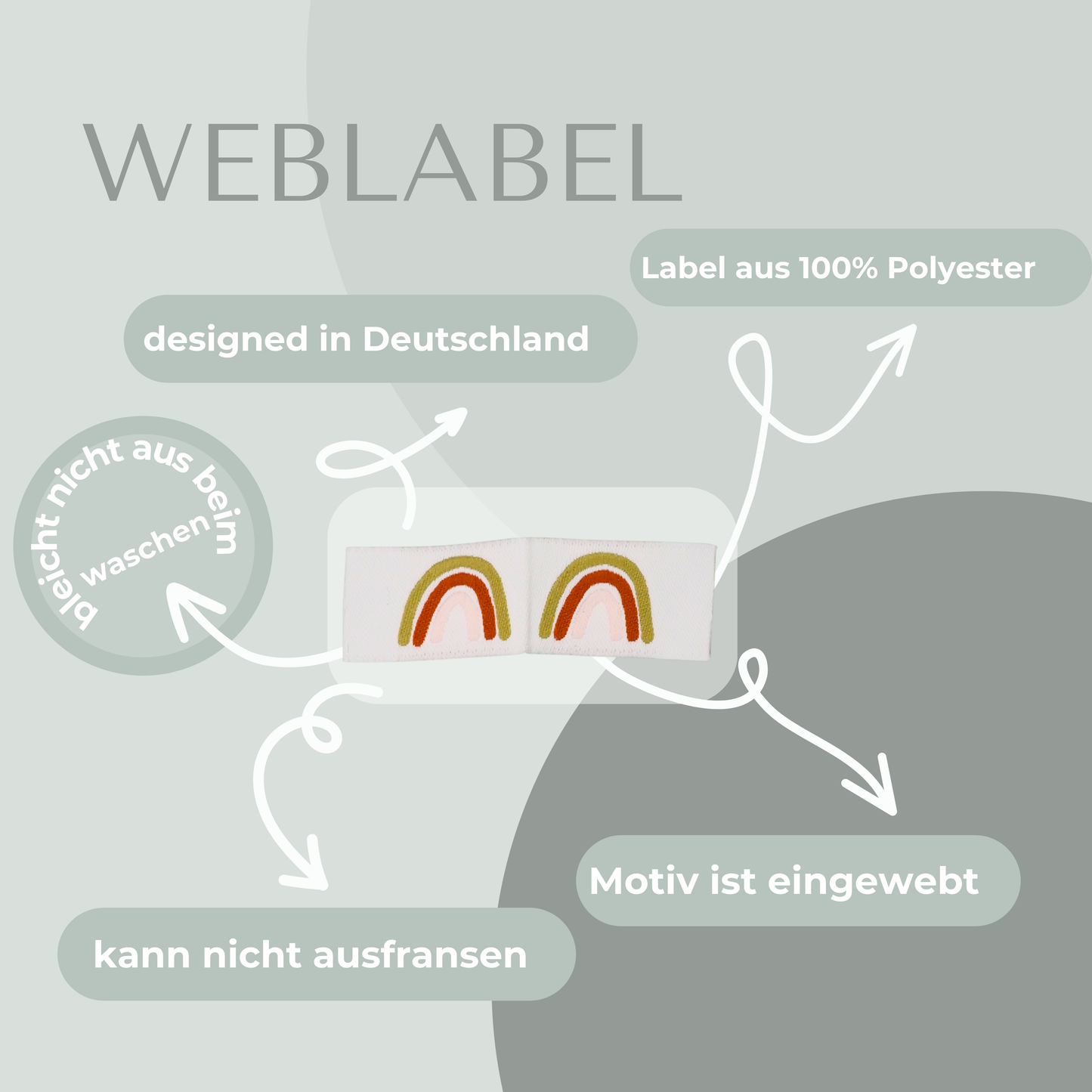 Regenbogen Web Label gewebt Eigenproduktion