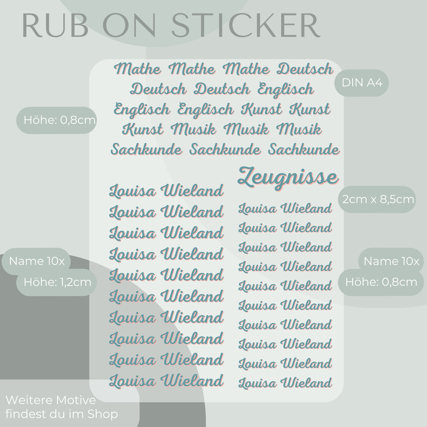 Schmetterling Rub-On Sticker Set personalisierbar