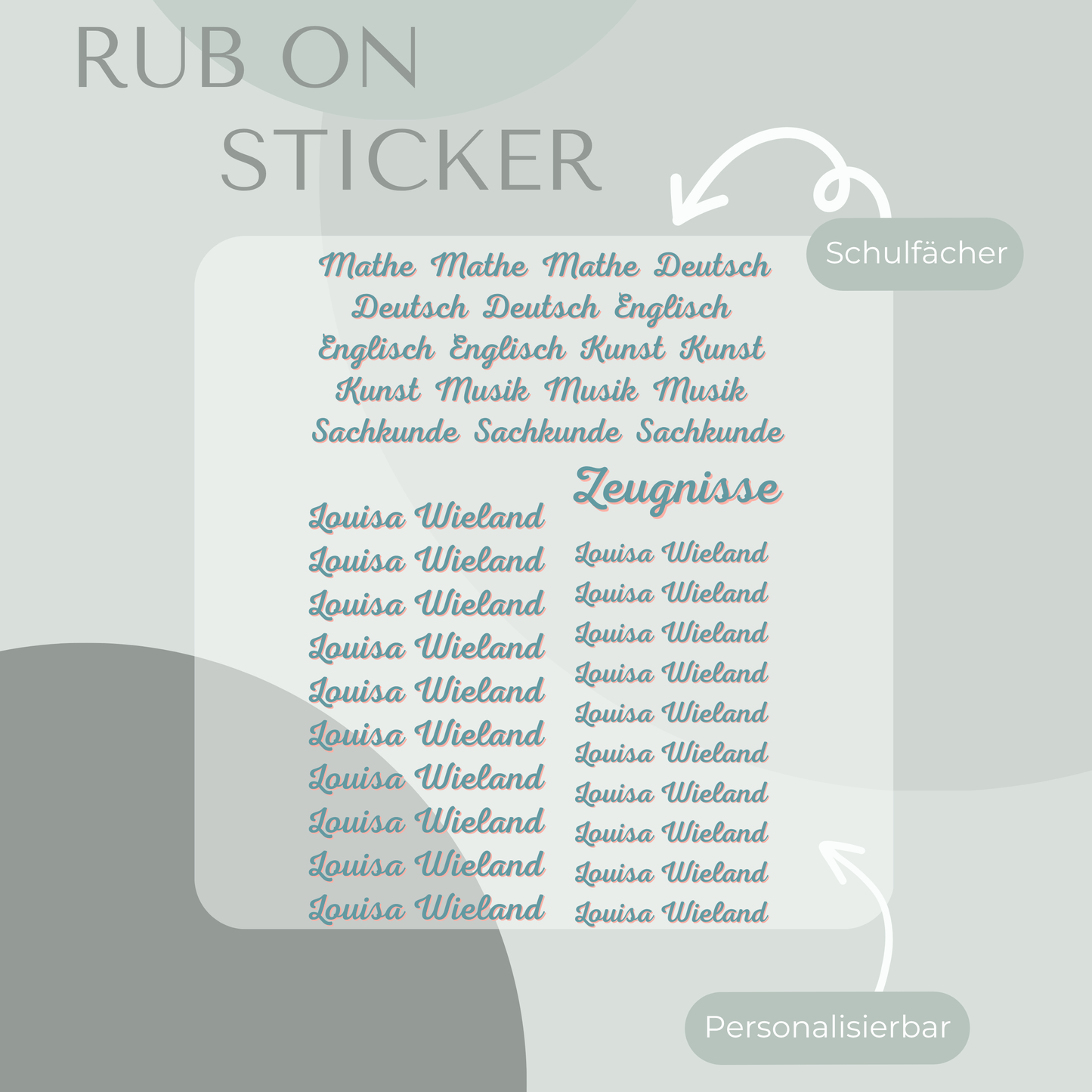 Schmetterling Rub-On Sticker Set personalisierbar