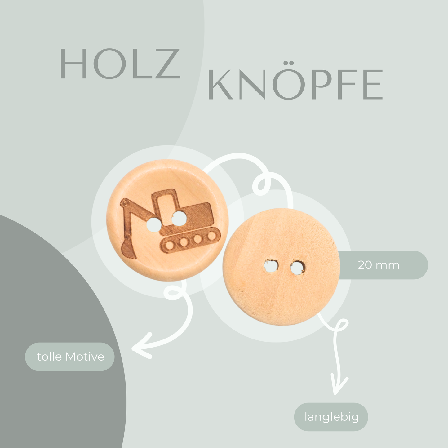 Eigenproduktion Holzknopf Bagger 20mm