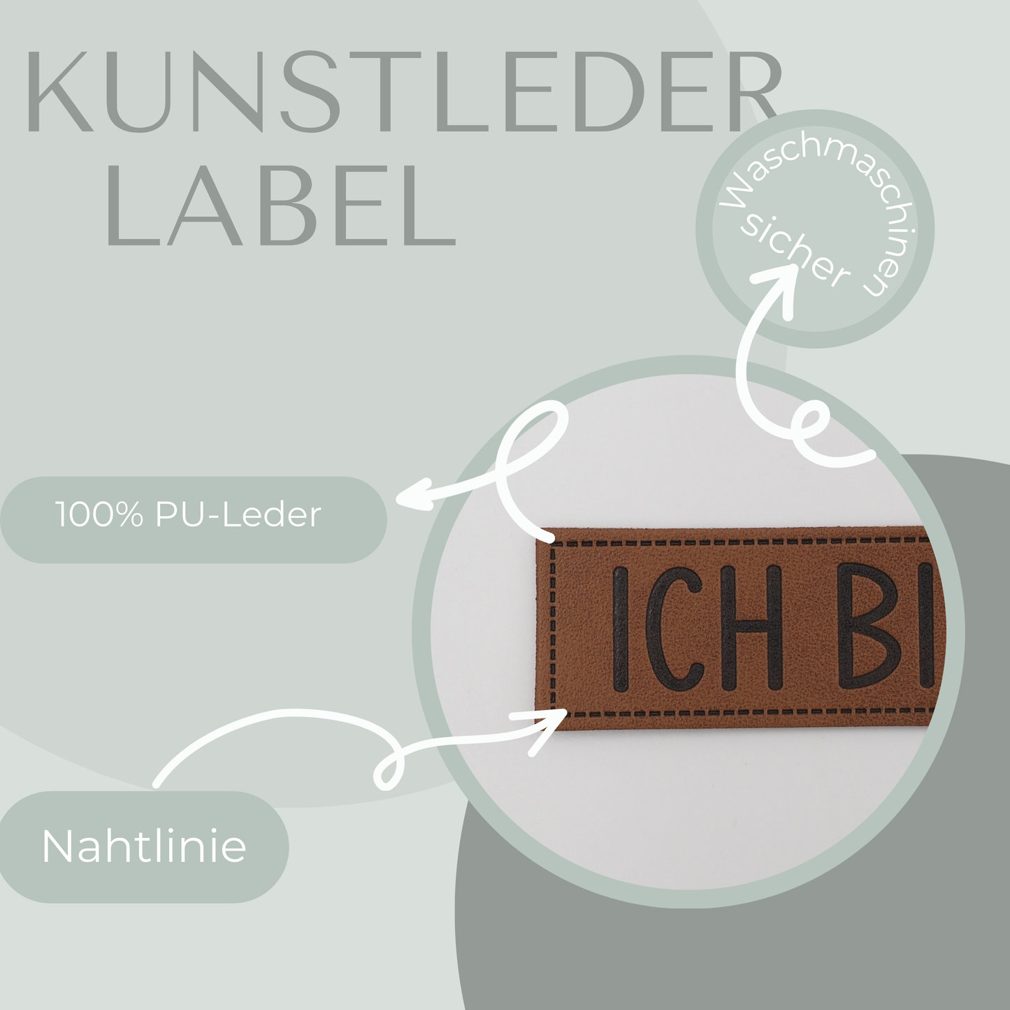 ICH BIN Kunstlederlabel Kunstleder Label Eigenproduktion