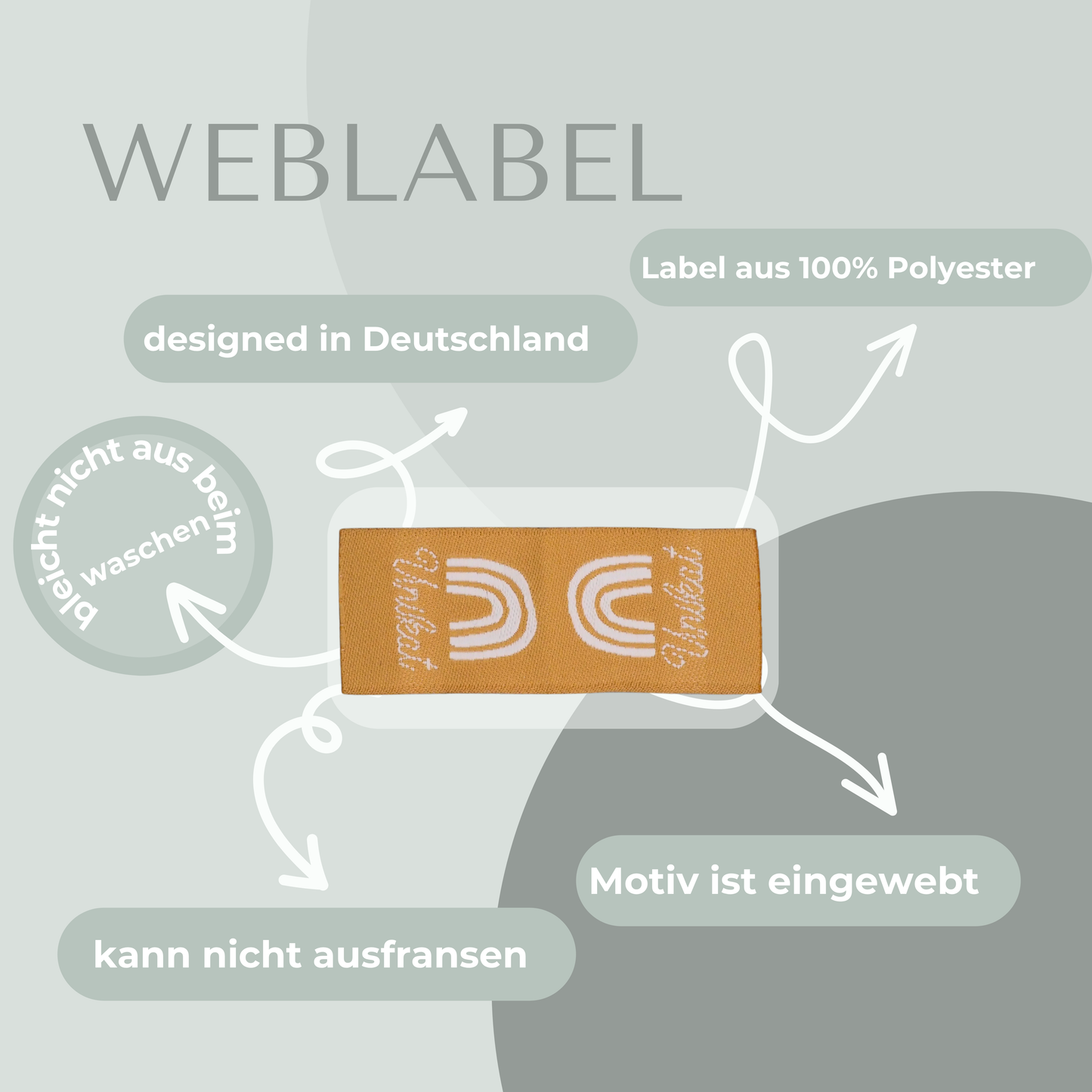 Unikat Beige Web Label gewebt Eigenproduktion