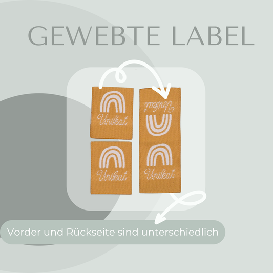 Unikat Beige Web Label gewebt Eigenproduktion