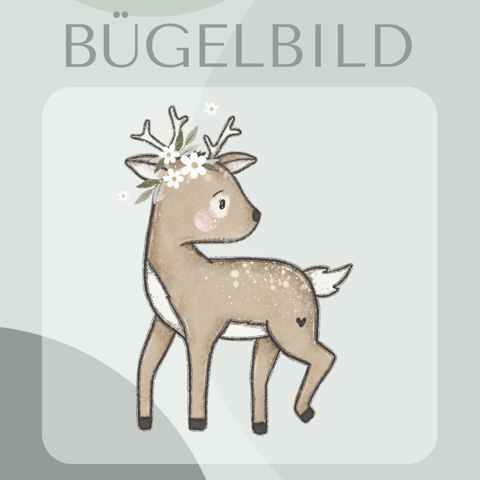 Bügelbild florales Reh