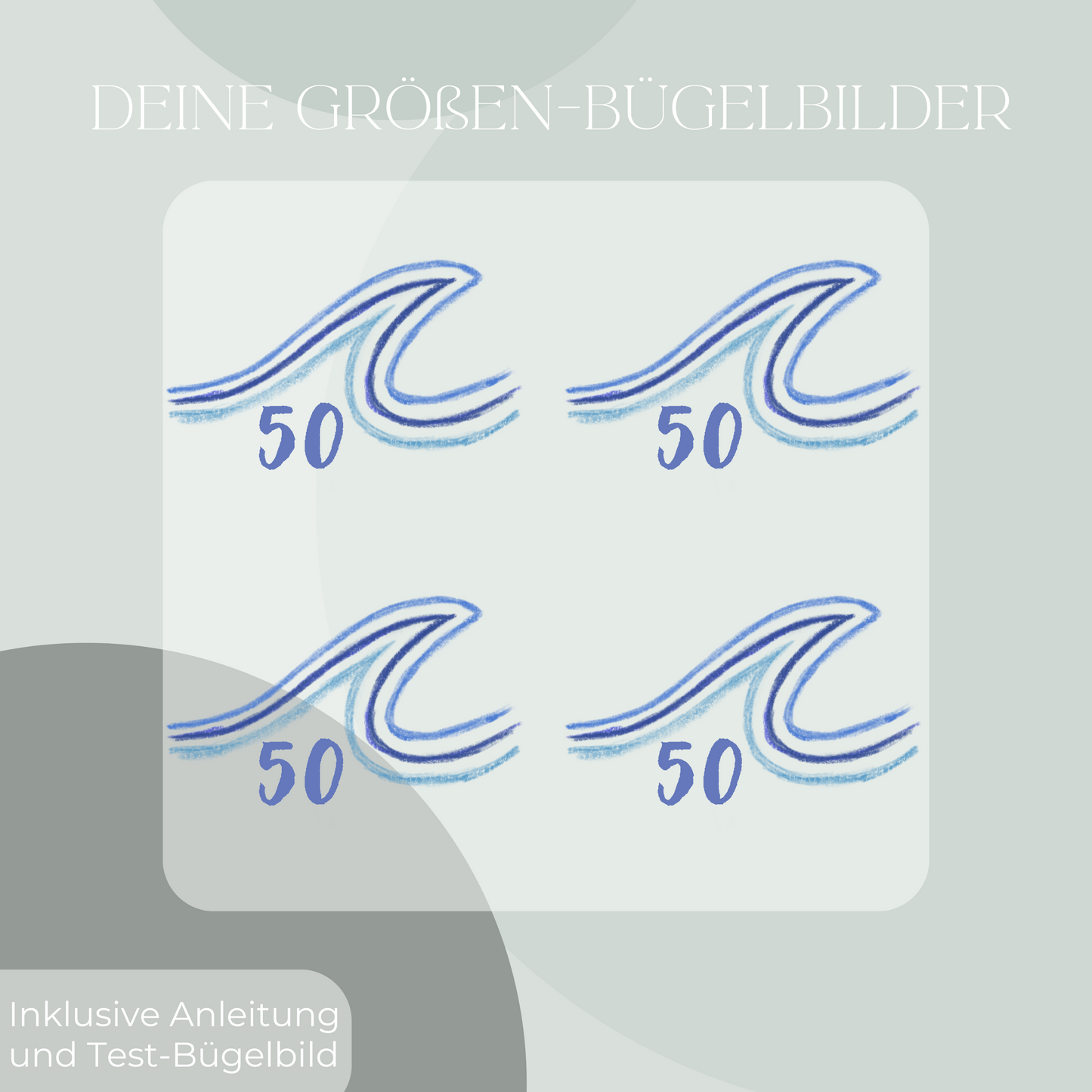 10 Stück Welle Größen-Bügelbilder Set Größenlabel Eigenproduktion