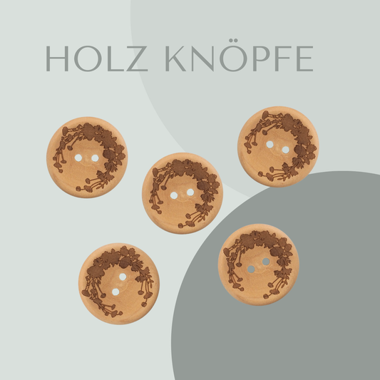 Eigenproduktion Holzknopf Blumenkranz 30mm