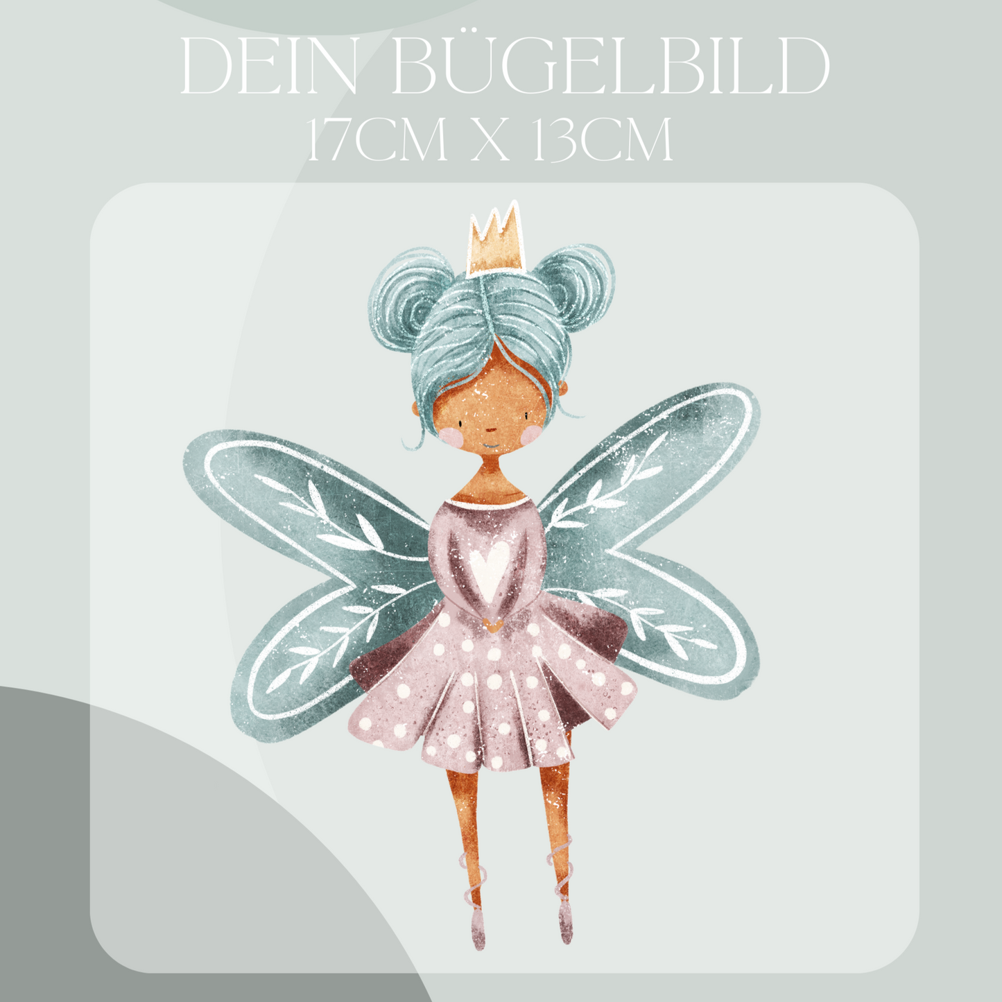 Bügelbild mit Fee in blau und rosa
