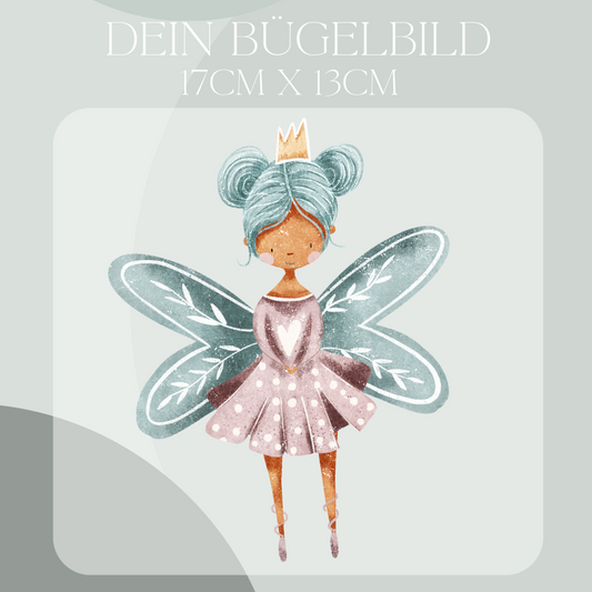 Bügelbild mit Fee in blau und rosa
