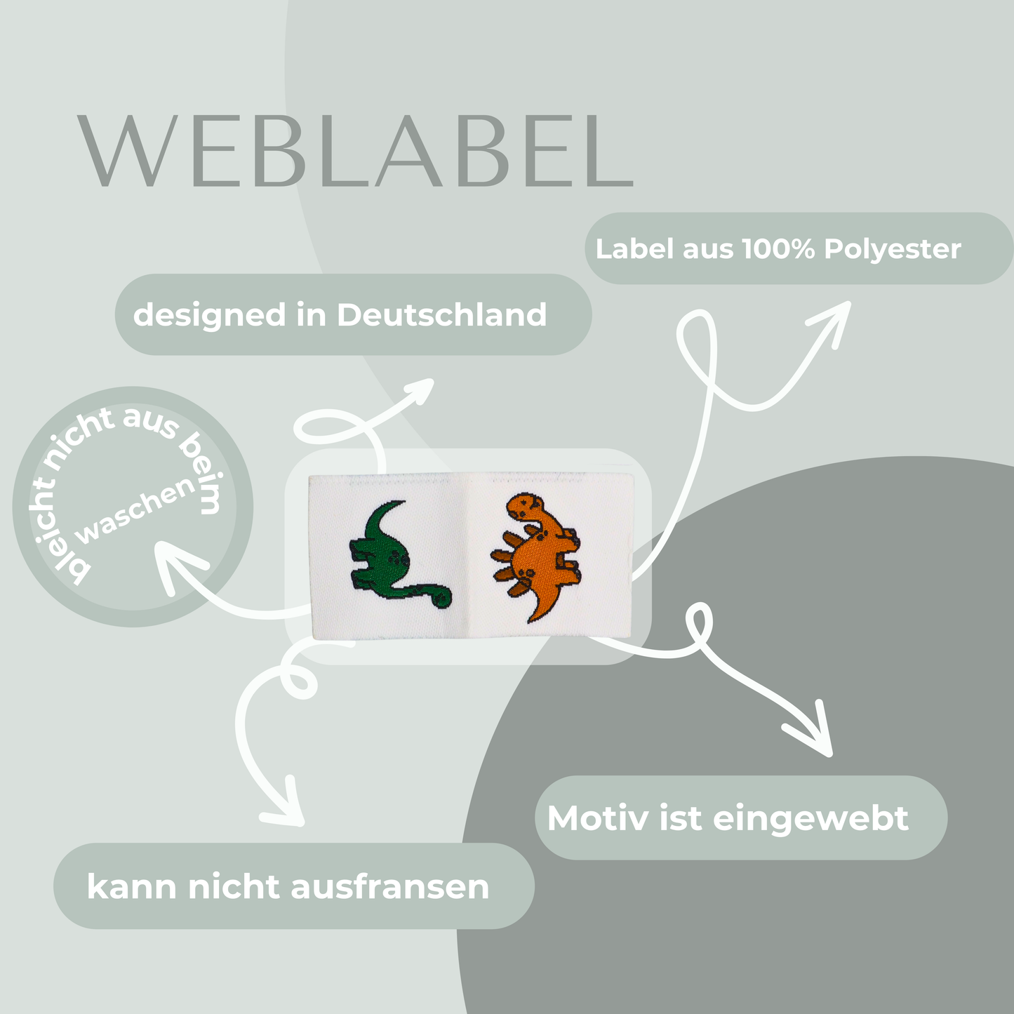 Dino Web Label gewebt Eigenproduktion