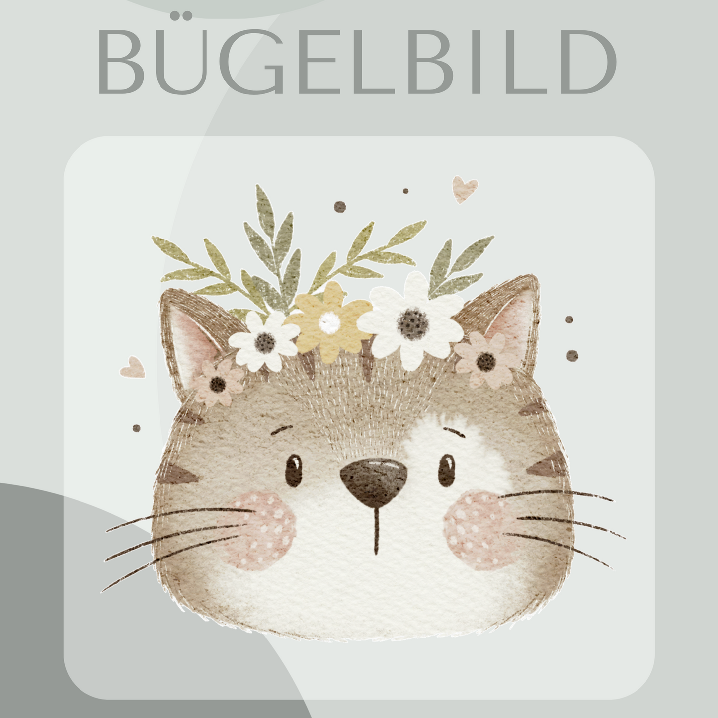 Bügelbild Katze Blumen