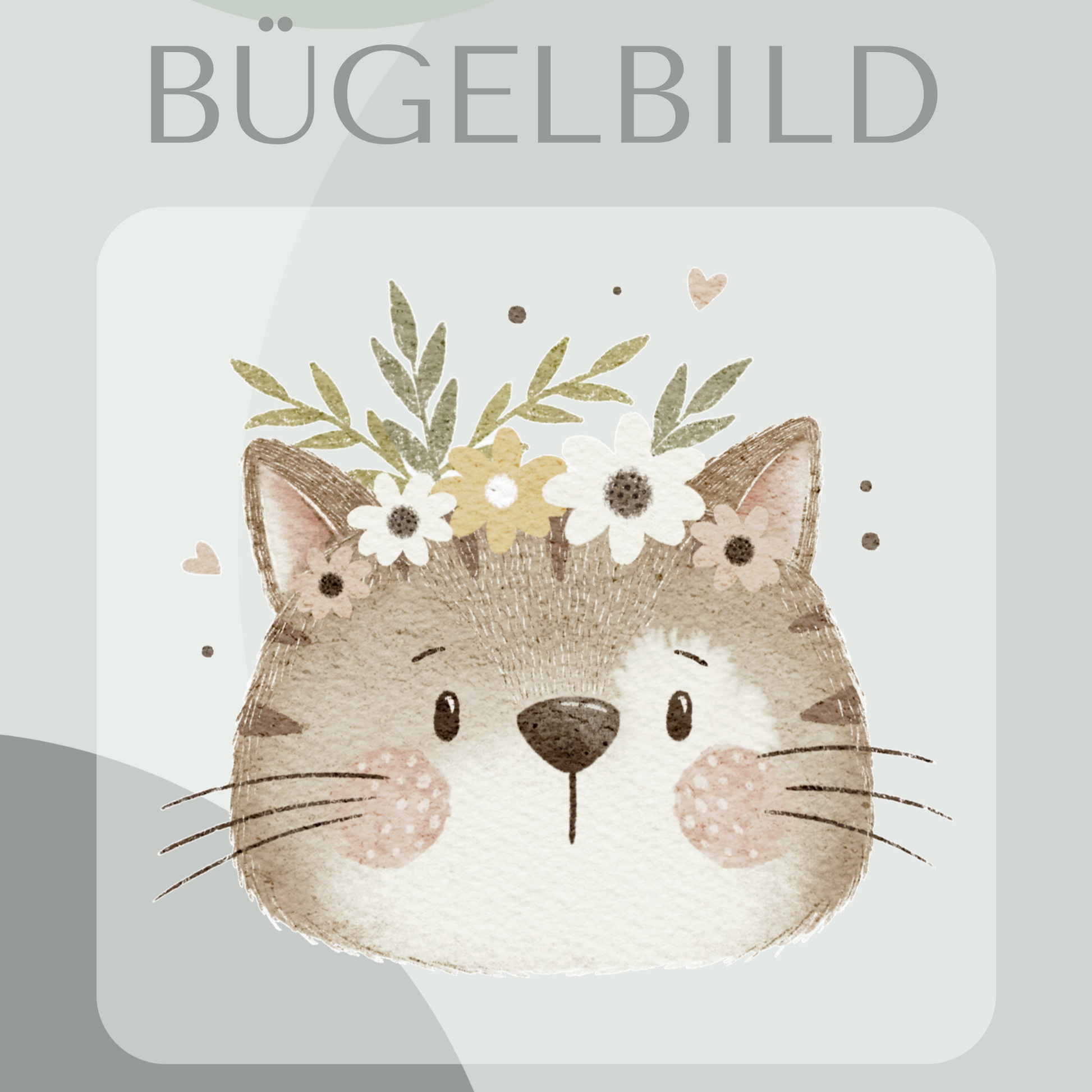 Bügelbild Katze Blumen