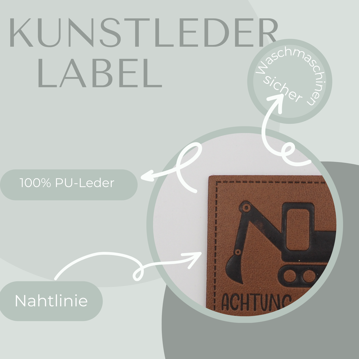 Achtung Baustelle Kunstlederlabel Kunstleder Label Eigenproduktion