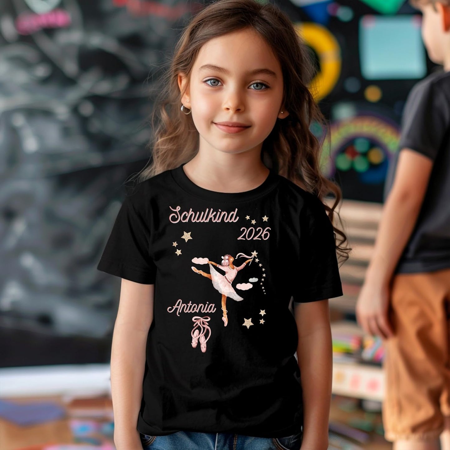 Personalisiertes Bügelbild-Set Schulkind 2026 Ballerina