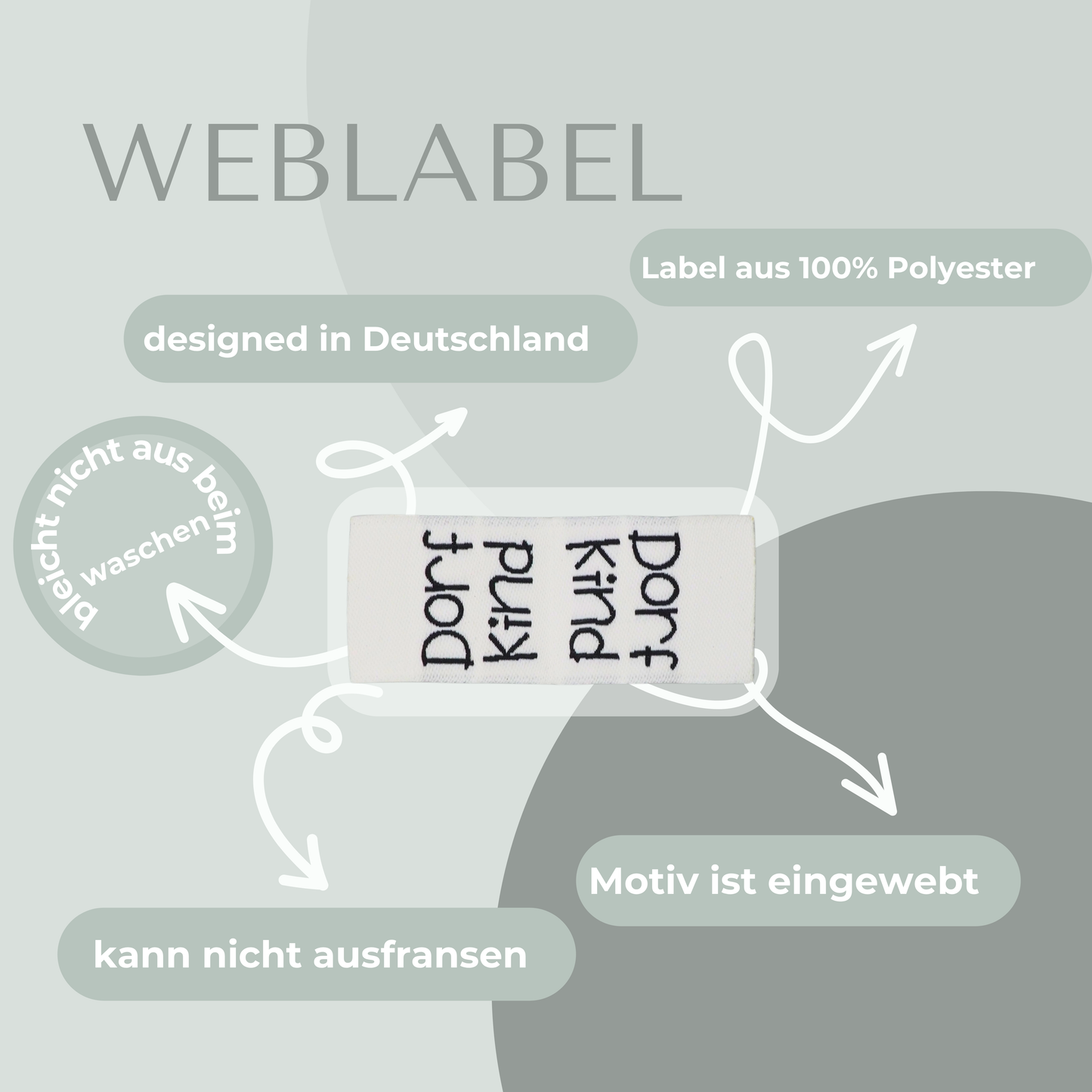 Dorf Kind Web Label gewebt Eigenproduktion
