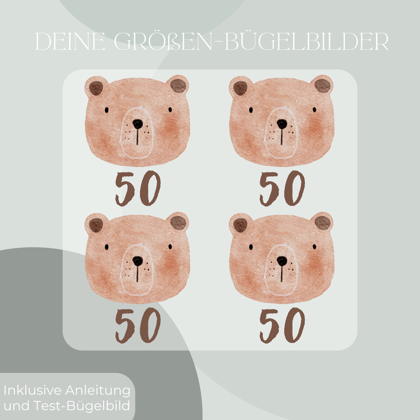 10 Stück Bär Größen-Bügelbilder Set Größenlabel Eigenproduktion