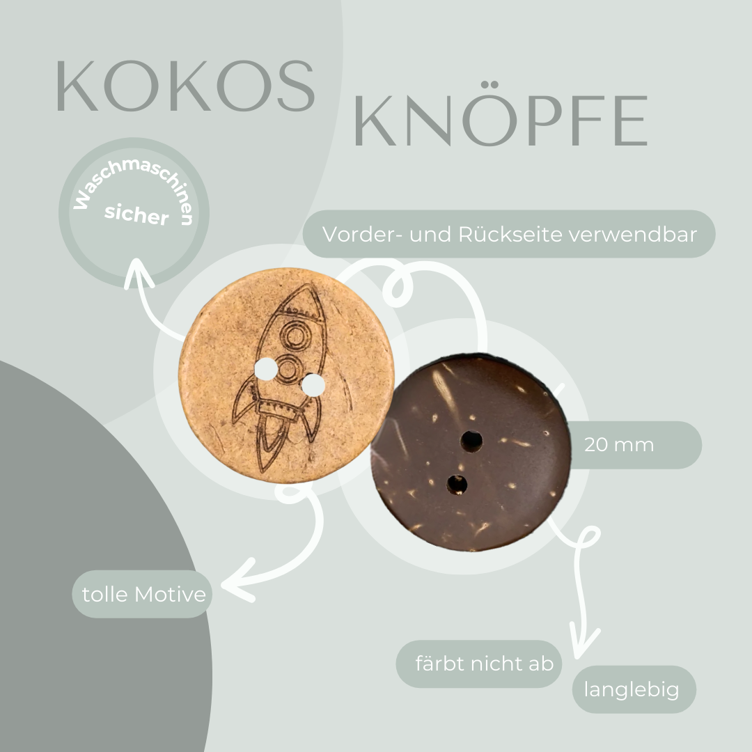 Eigenproduktion Kokosknopf Rakete 20mm