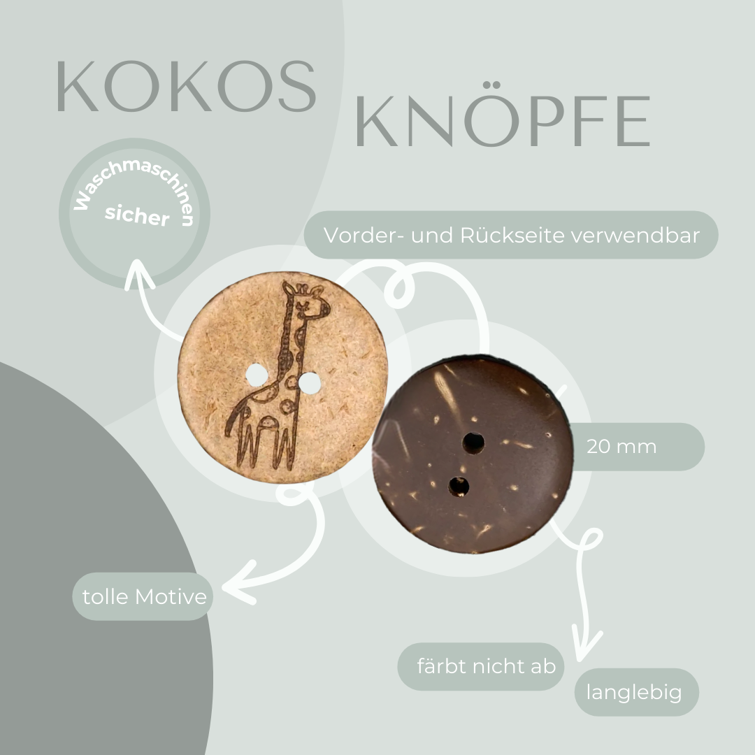 Eigenproduktion Kokosknopf Giraffe 20mm