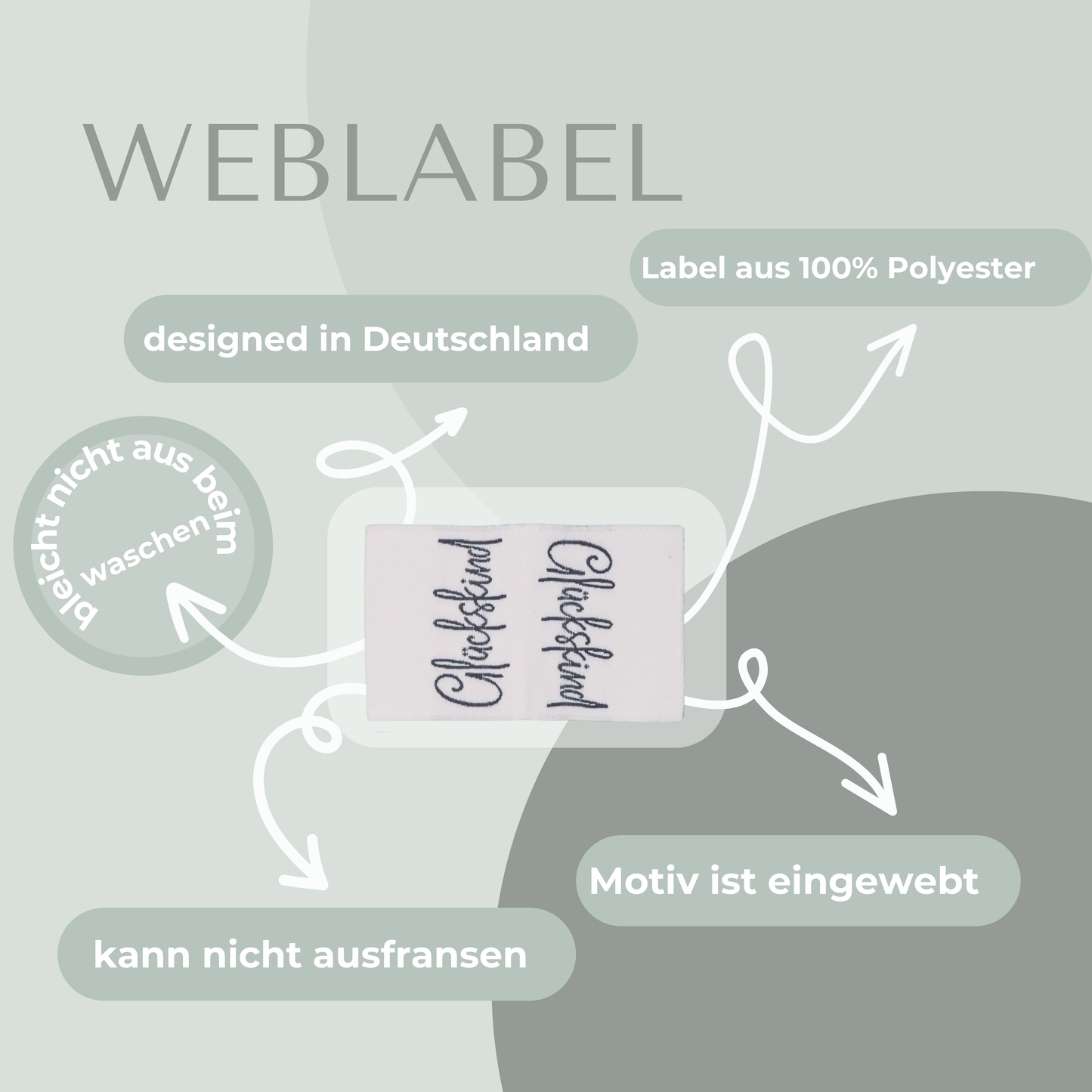 Glücks Kind Web Label gewebt Eigenproduktion