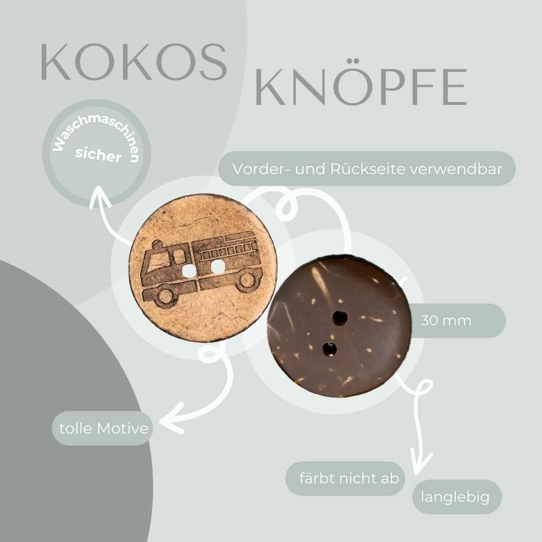 Eigenproduktion Kokosknopf Feuerwehr 30mm