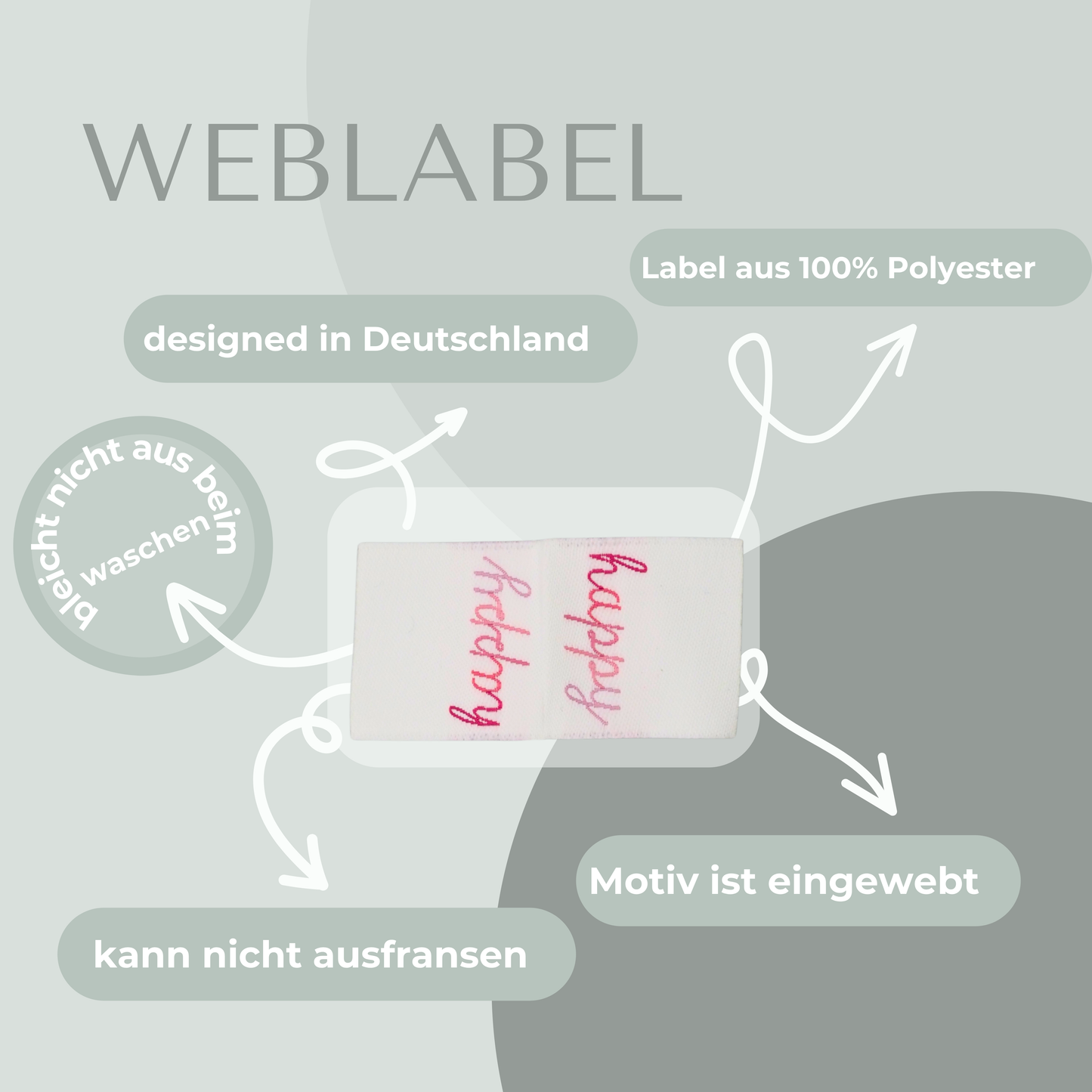 happy Web Label gewebt Eigenproduktion