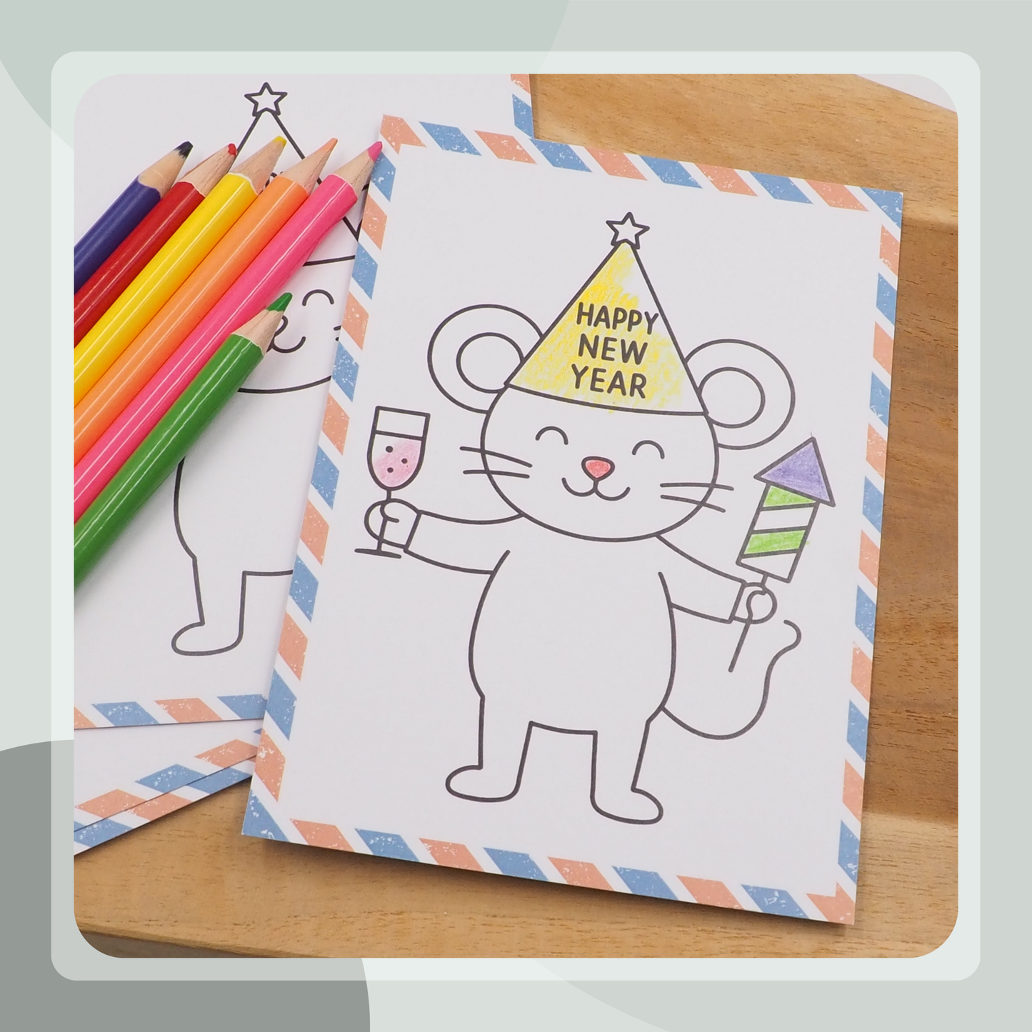 Postkarte „New Year Maus“