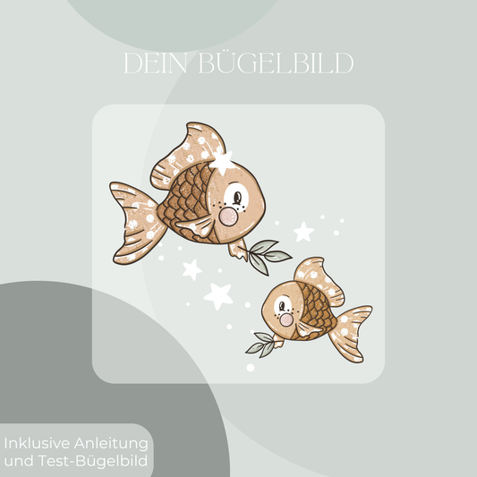 Fische orange Bügelbild Eigenproduktion