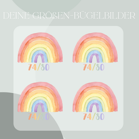 Bügelbild Regenbogen Größenmarkierung