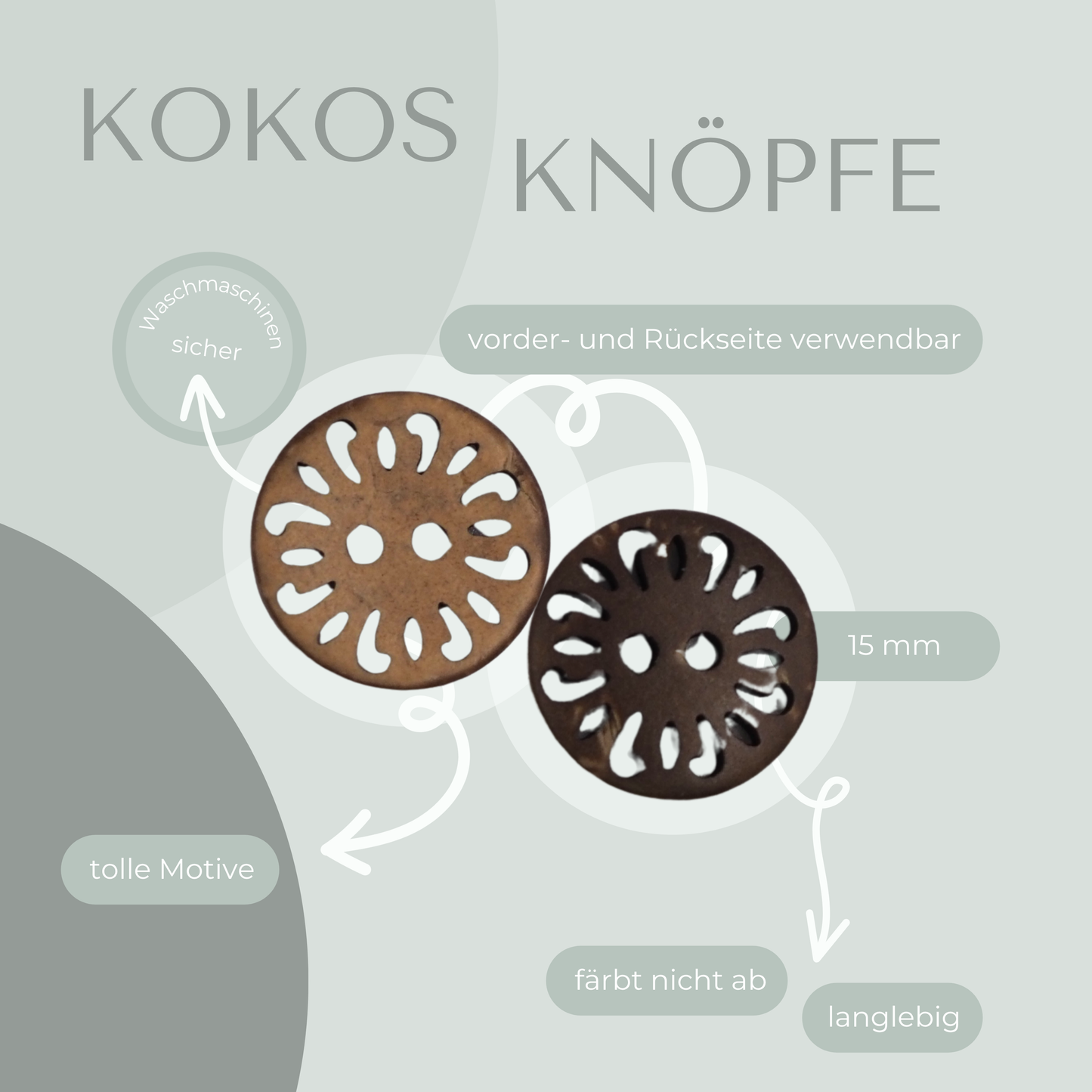 Kokosknopf Mandala 15mm