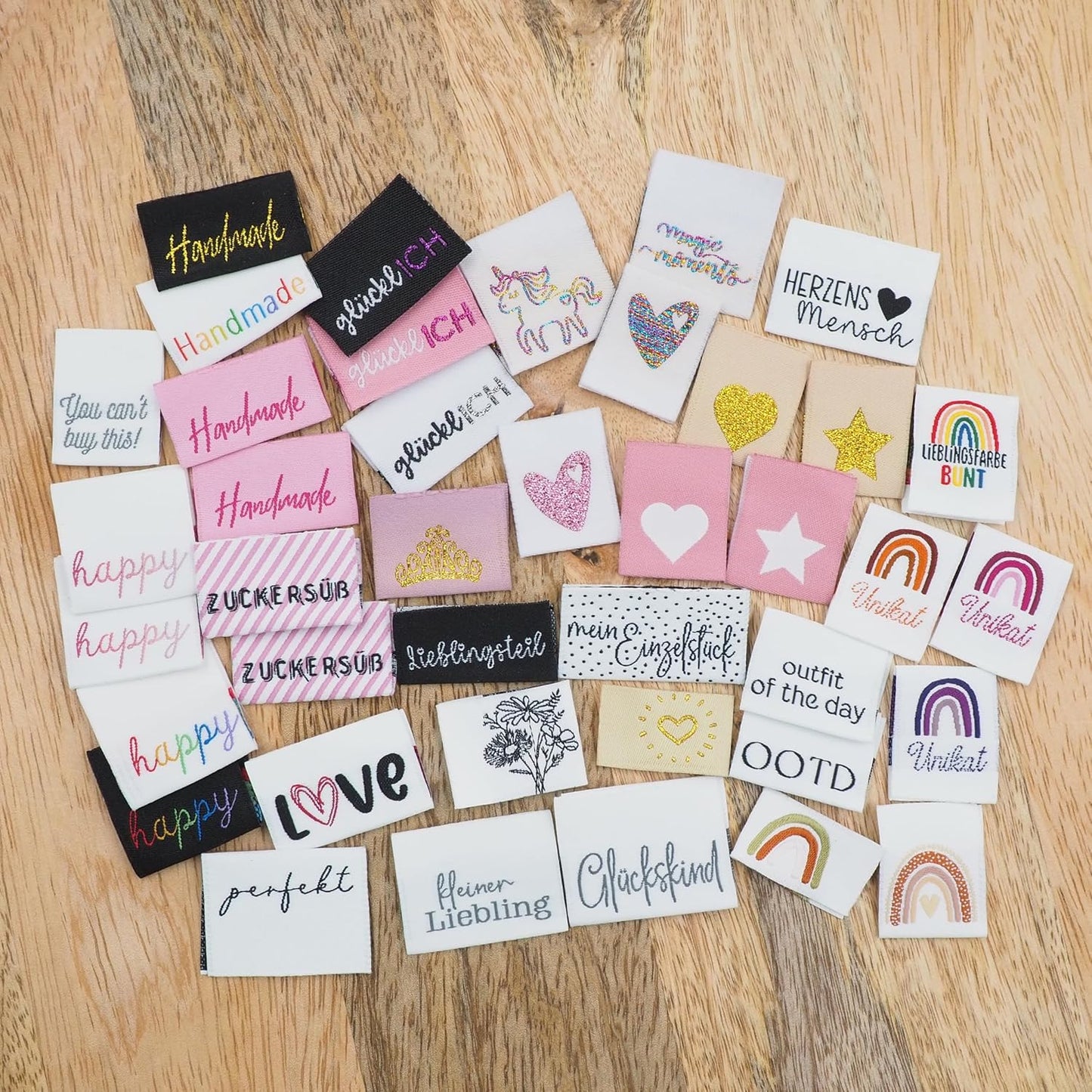 Mädchen Set, 40 Stück - Webetiketten, Gewebte Label Paket