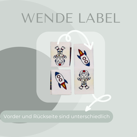 Astronaut Web Label gewebt Eigenproduktion