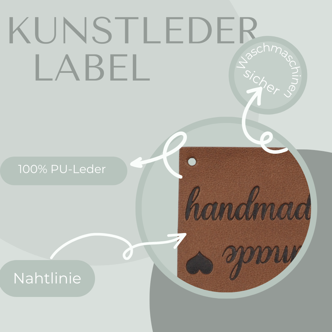 Handmade Knick-Label Kunstlederlabel Eigenproduktion