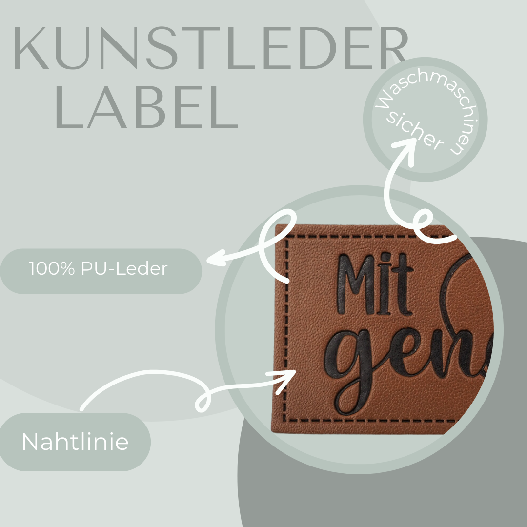 Mit Liebe genäht Kunstlederlabel Kunstleder Label Eigenproduktion
