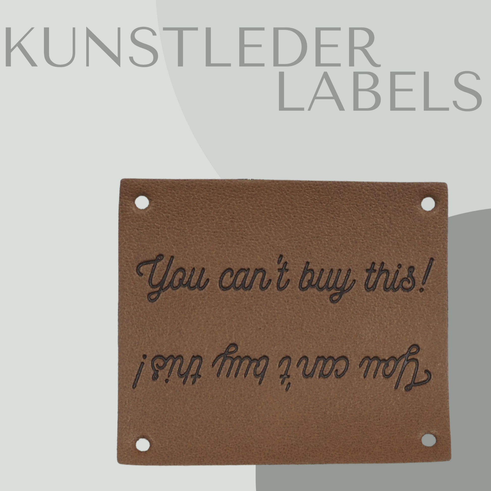 Kunstleder Knick-Label eckig mit kleinen Löchern zum annähen mit der Aufschrift "You can't buy this"
