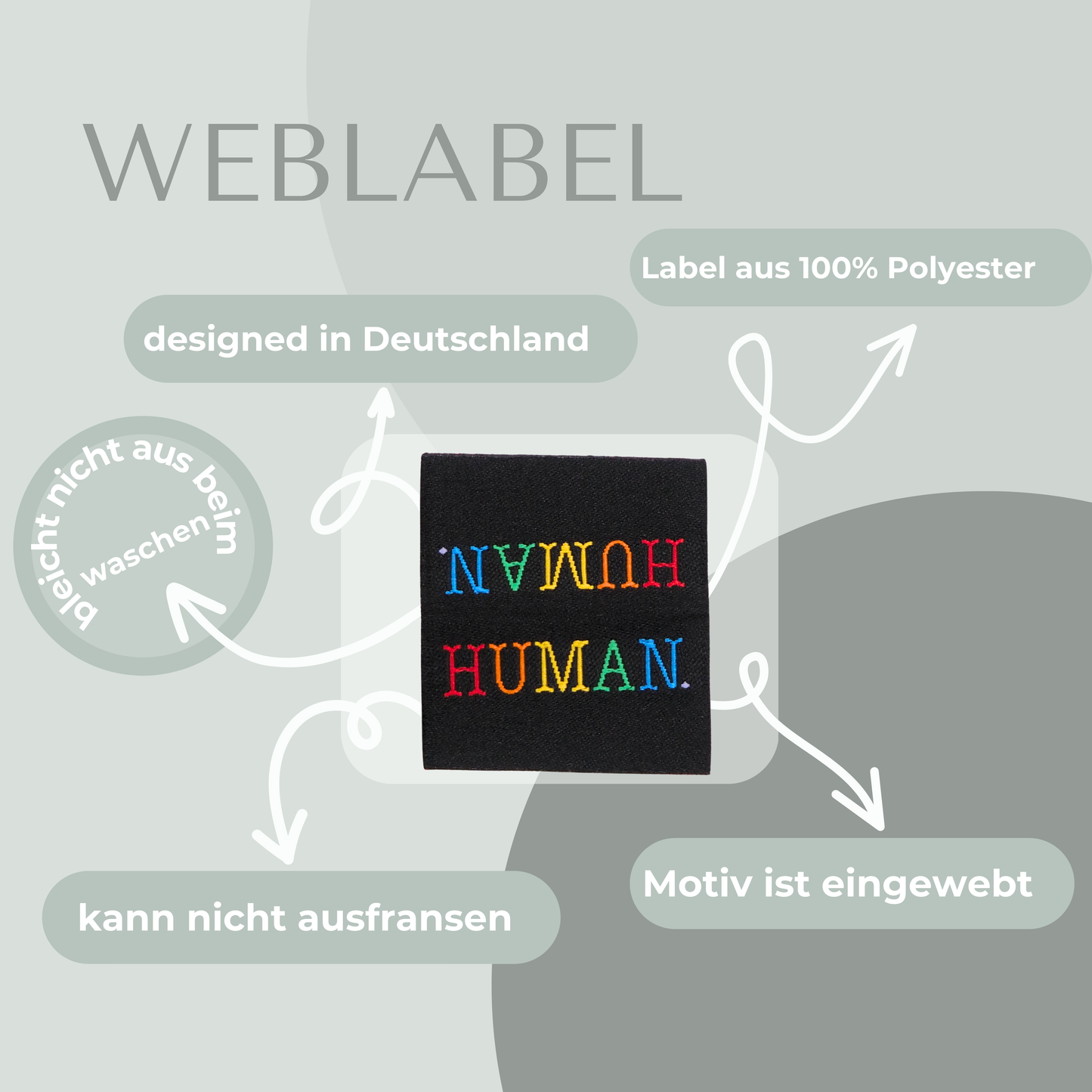 HUMAN Web Label gewebt Eigenproduktion
