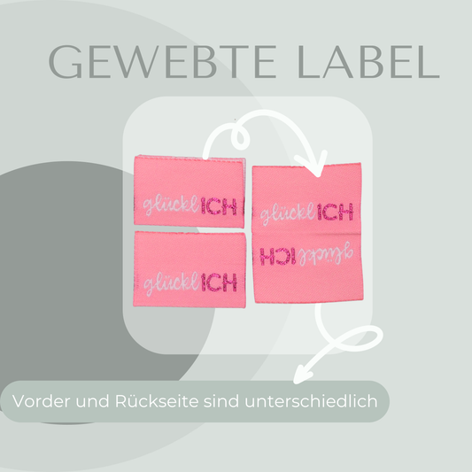 glücklICH in Rosa Web Label gewebt Eigenproduktion