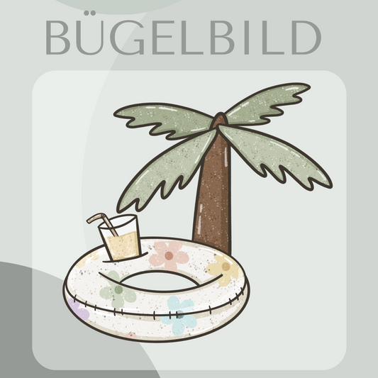 Bügelbild Blumen Reifen mit Palme