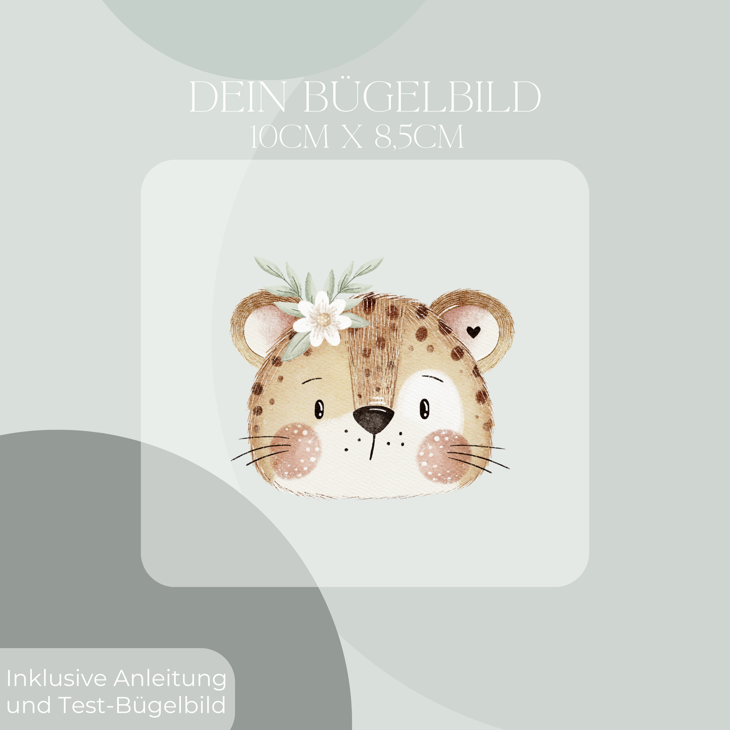 Leopard mit Blumen Mini- Bügelbild Eigenproduktion