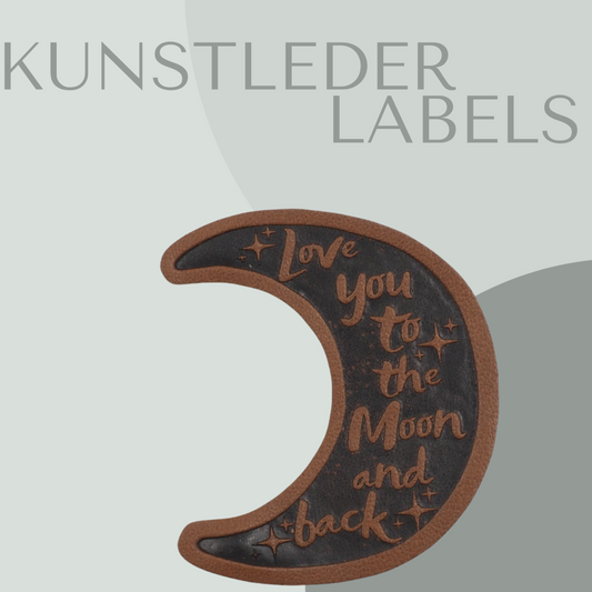 Kunstleder Label in Mondform in braun