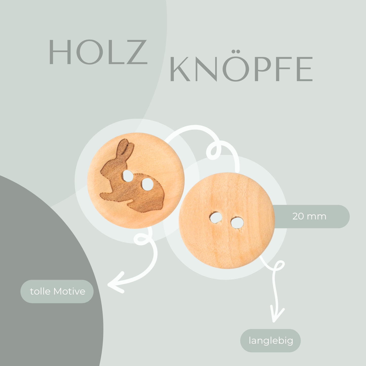 Eigenproduktion Holzknopf Hase  20mm