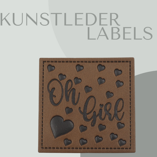 Kunstleder Label eckig in braun mit der Aufschrift "Oh Girl"