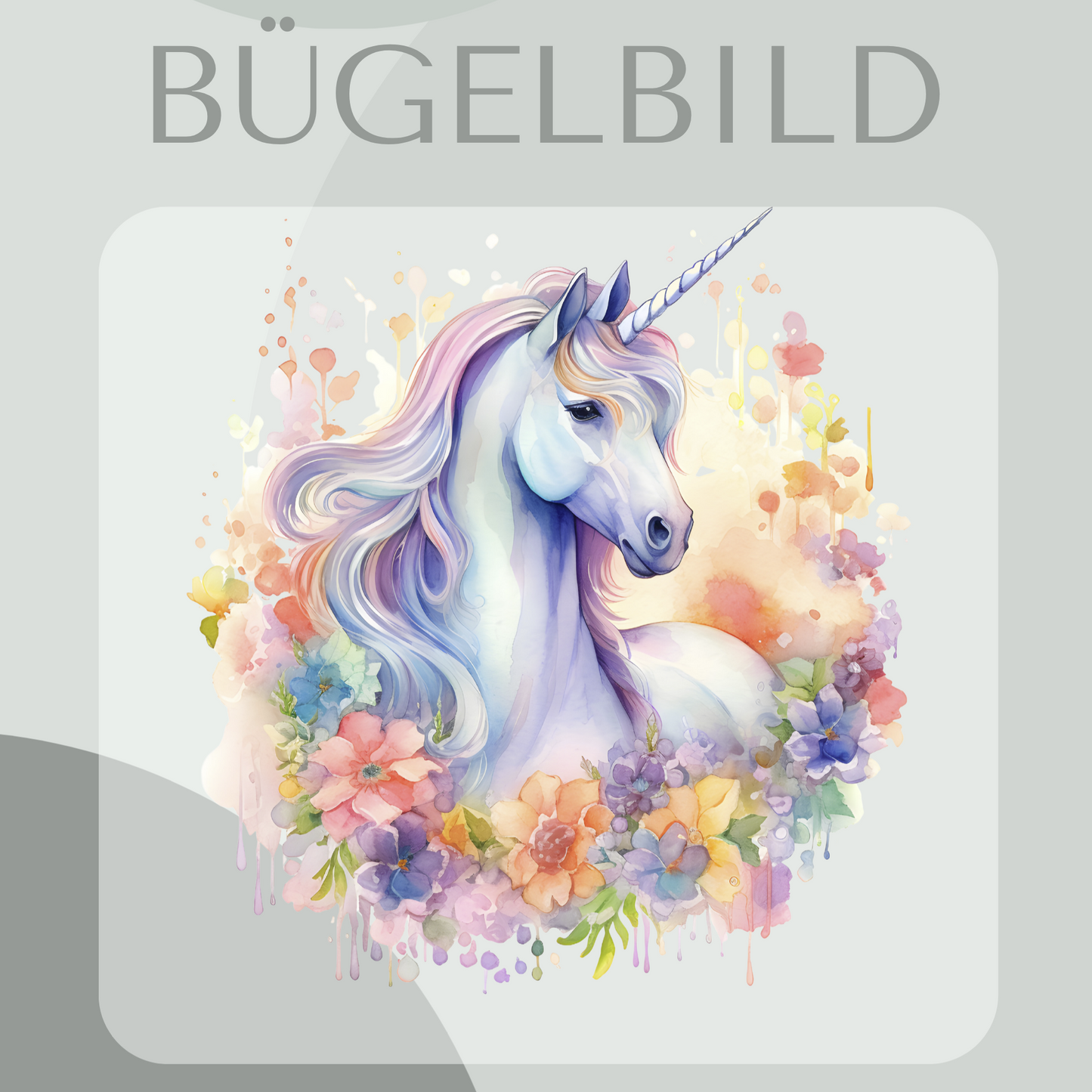 Bügelbild florales Einhorn