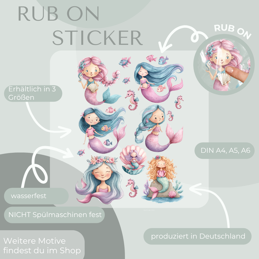 Meerjungfrau Rub-On Sticker Set