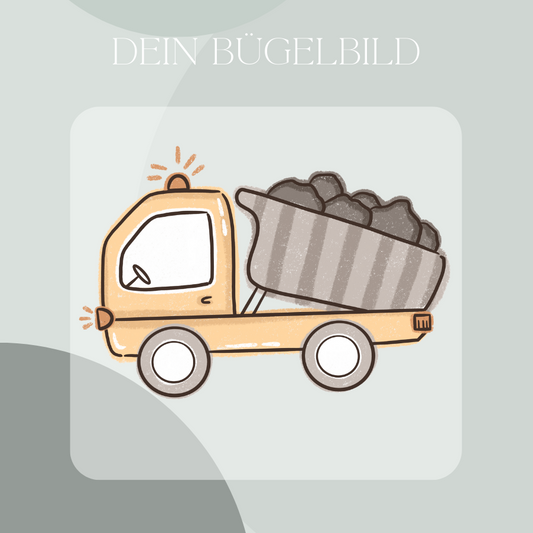 Kipplaster gelb, Bügelbild