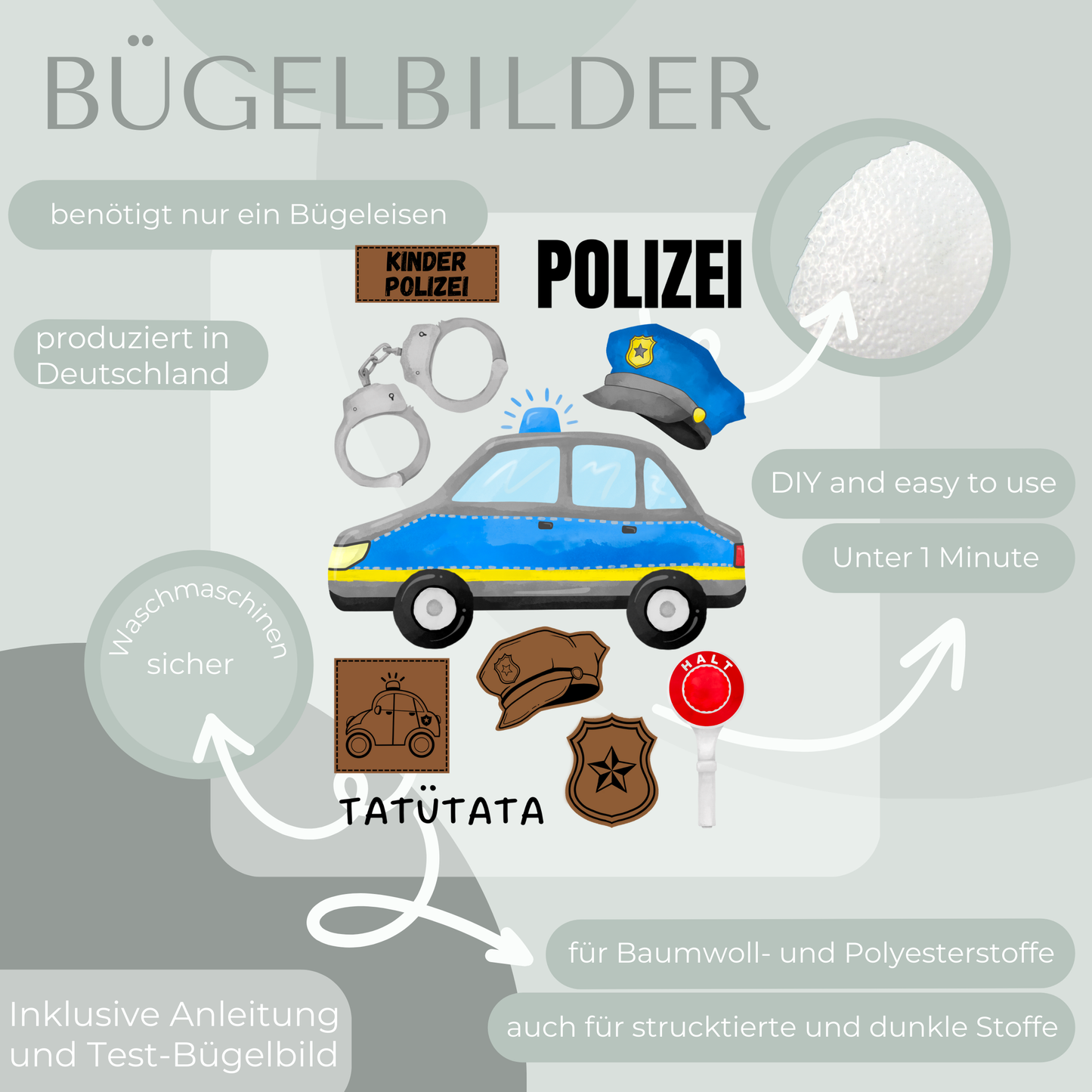 Polizei Bügel-Bild Set Eigenproduktion