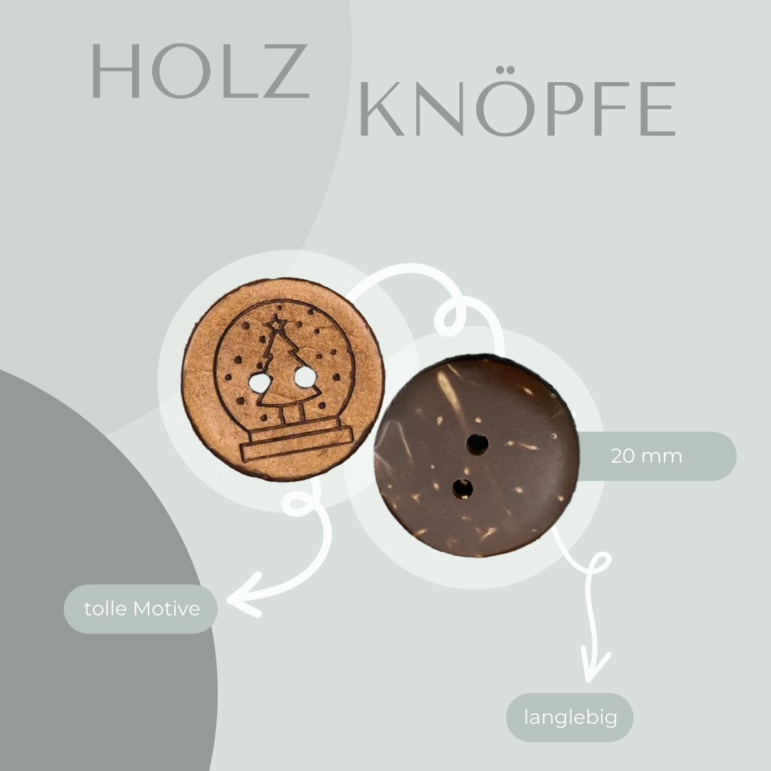 Eigenproduktion Kokosknopf Schneekugel mit Weihnachtsbaum 20mm