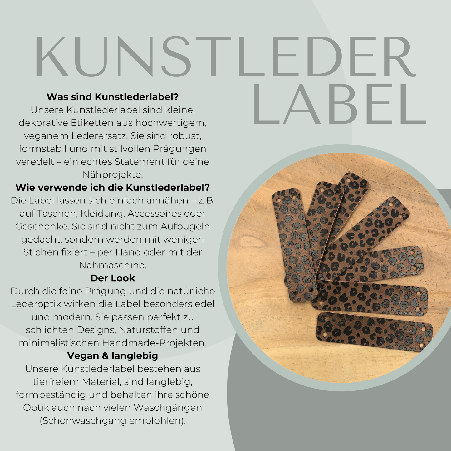 Leo Muster Braun Kunstlederlabel Kunstleder Label Eigenproduktion